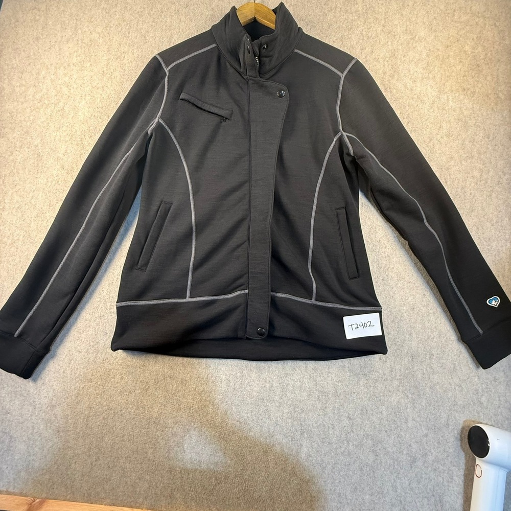 Kuhl Mountain Culture Black Wool Blend Asymmetrical Zip Jacket Womens Medium
